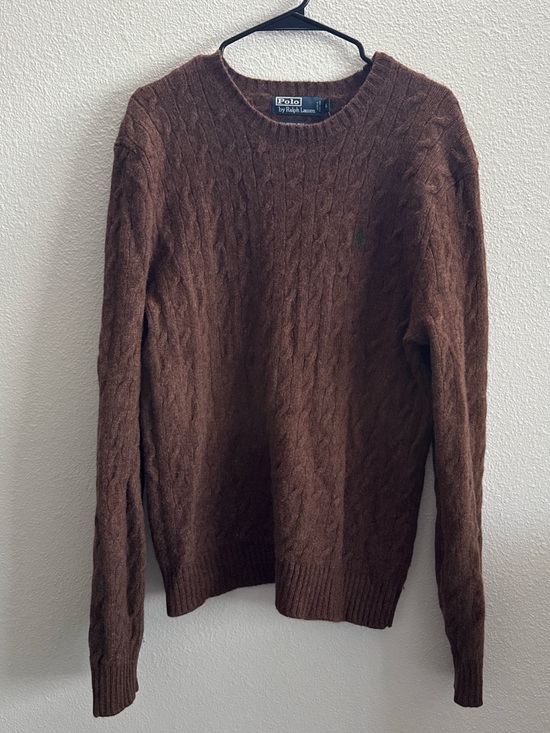 Ralph Lauren Other - Polo Ralph Lauren Brown Cable Knit Merino Wool Angora Sweater XL